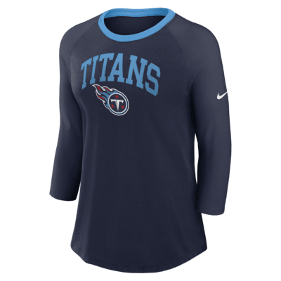 Playera de manga ¾ Nike de la NFL para mujer Tennessee Titans