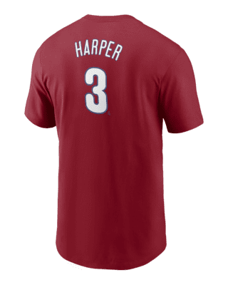 Men's Nike Bryce Harper Red Philadelphia Phillies Name & Number T-Shirt