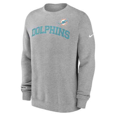 Sudadera sin cierre de cuello redondo de la NFL Nike para hombre Miami Dolphins Club