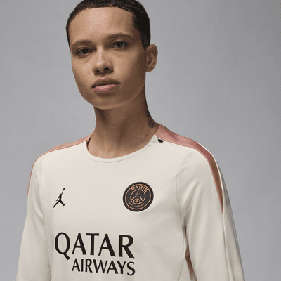 Maskinstrikket Paris Saint-Germain Strike Third Jordan Dri-FIT-fodboldtrøje med rund hals til kvinder