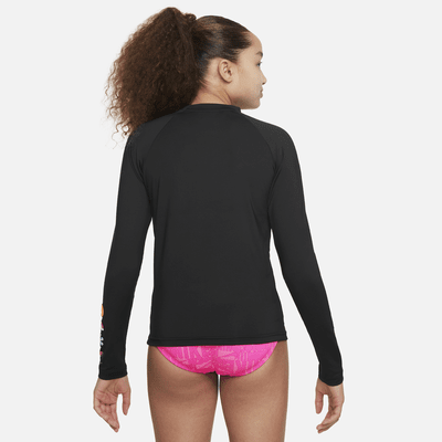 Playera Hydroguard de manga larga para niña talla grande Nike Swim Charms