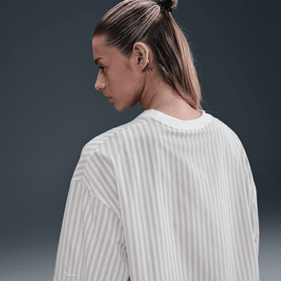 Γυναικεία ριγέ μπλούζα σε τετράγωνη γραμμή Nike Sportswear Chill Poplin