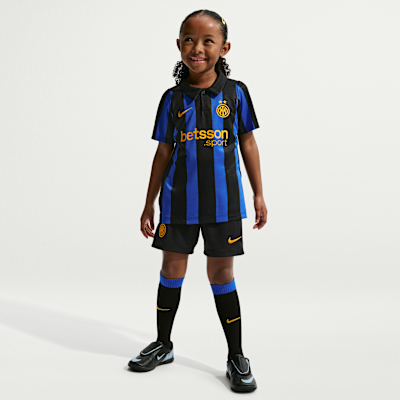 Inter Milan 2026 Stadium Home Little Kids' Nike Soccer Replica 3-Piece Kit from Nike - $85