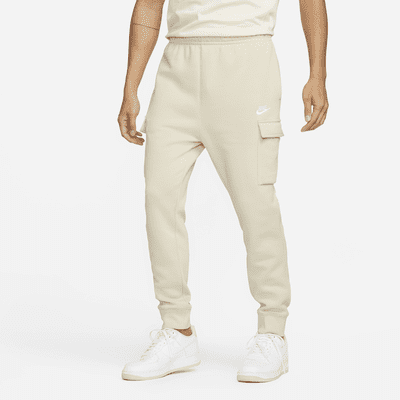 nike club cuffed cargo sweatpants in khaki