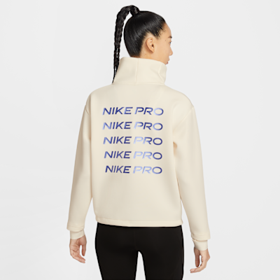 나이키 프로 여성 크롭 하프집 탑