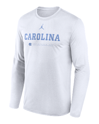 Мужская футболка North Carolina Courtside Basketball Shootaround Legend Jordan Brand Dri-FIT College Long-Sleeve для баскетбола