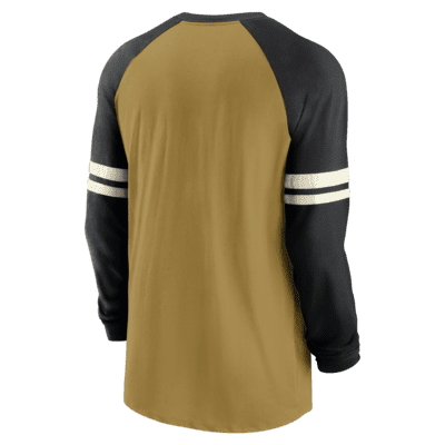 New Orleans Saints Nike Dri-Fit Cotton Long Sleeve Raglan T-Shirt - Mens