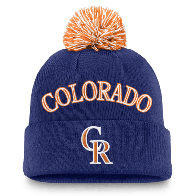 Gorro Nike de la MLB con dobladillo y pompón para hombre Colorado Rockies Peak