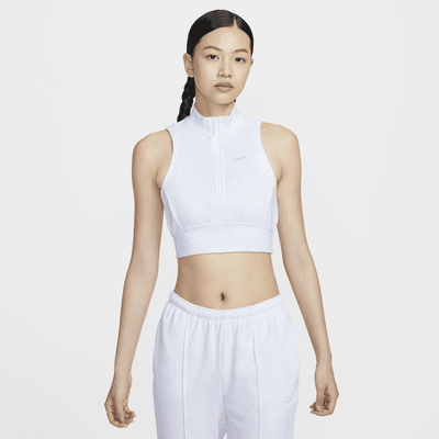 Nike Sportswear Chill Terry 女款合身短版半開襟拉鍊毛圈布背心