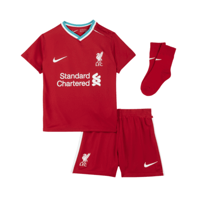 Kit de fútbol de local para bebé e infantil del Liverpool FC 2020/21.  Nike.com