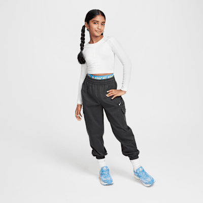 Playera de manga larga cropped para niña talla grande Nike Sportswear