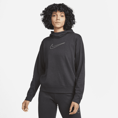 nike women's funnel neck hoodie black