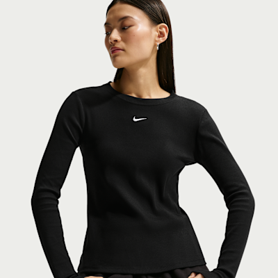 Nike Sportswear aansluitend geribd T-shirt met lange mouwen voor dames