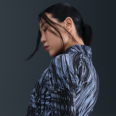 나이키 스위프트 여성 드라이 핏 UV 하프집 프린트 러닝 탑