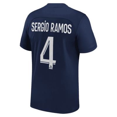 Jersey de fútbol Nike Dri-FIT del Paris Saint-Germain local 2022/23 Stadium (Sergio Ramos) para niños talla grande