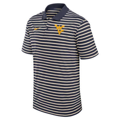 Polo universitario Nike Dri-FIT para hombre West Virginia Mountaineers Primetime Victory Striped