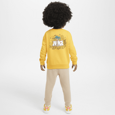 Conjunto de sudadera de cuello redondo de French Terry estampada infantil Nike Sportswear Create Your Own Adventure