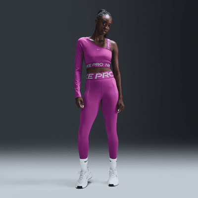 Nike Pro Shine Dri-FIT asymmetrisk kort overdel til dame