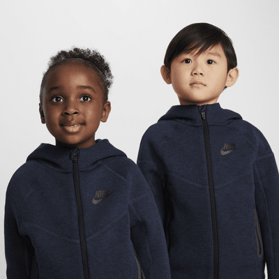 Conjunto de sudadera con gorro de dos piezas para niños talla pequeña Nike Sportswear Tech Fleece Full-Zip Set