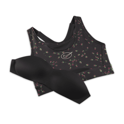 Bra deportivo con abertura posterior con almohadilla de una sola pieza de media sujeción para mujer Nike Swoosh Icon Clash