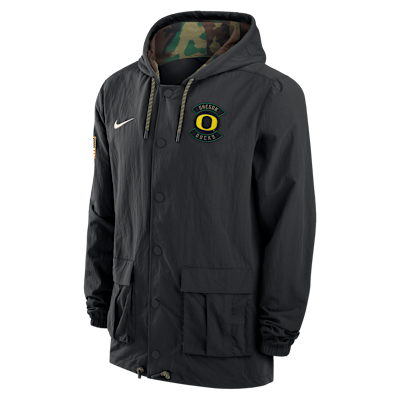 Oregon Men's Nike Full-Snap Hooded Military Jacket