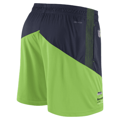 NIKE Dri-Fit SEATTLE SEAHAWKS Spell Out NEON GREEN NFL FOOTBALL T