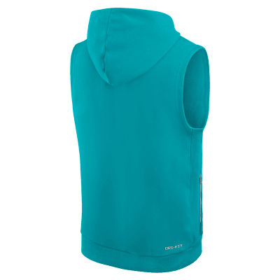Sudadera con gorro sin cierre sin mangas Nike Dri-FIT de la NFL para hombre Miami Dolphins Sideline