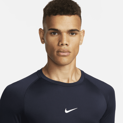 Tætsiddende Nike Pro Dri-FIT-fitnessoverdel med lange ærmer til mænd