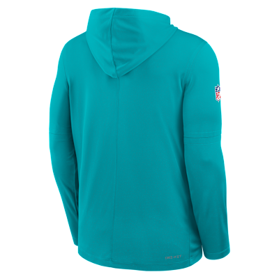 Miami Dolphins Pure Fury Sideline Men's Nike Dri-FIT NFL Long-Sleeve Hooded Top