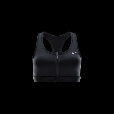 Damski stanik sportowy z wkładkami i średnim wsparciem Nike Swoosh Front Zip