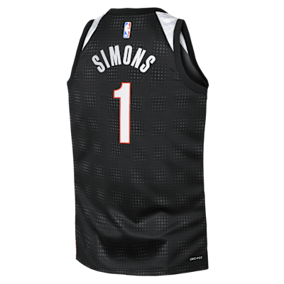 Jersey Nike Dri-FIT de la NBA Swingman para niños talla grande Anfernee Simons Portland Trail Blazers 2024/25 City Edition