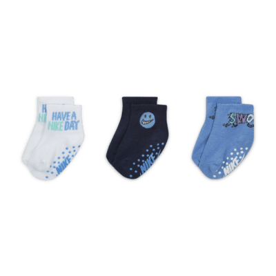 Nike "Art of Play" Gripper Ankle Socks (3 Pairs) Baby Gripper Socks