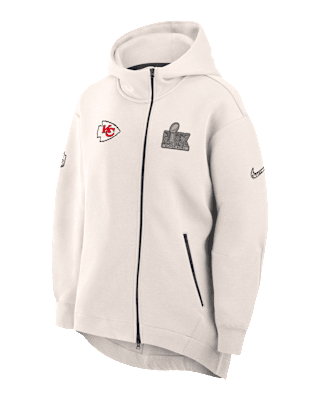 Женская кепка Kansas City Chiefs Super Bowl LIX Opening Night Tech Fleece Nike NFL Full-Zip Hoodie Cape