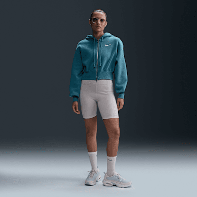 Sudadera con gorro holgada cropped de cierre completo para mujer Nike Sportswear Phoenix Fleece