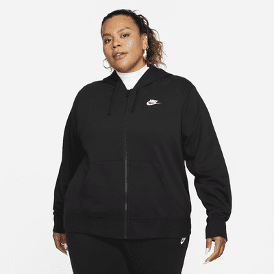 Sudadera con gorro de cierre completo para mujer Nike Sportswear Club Fleece (talla grande)