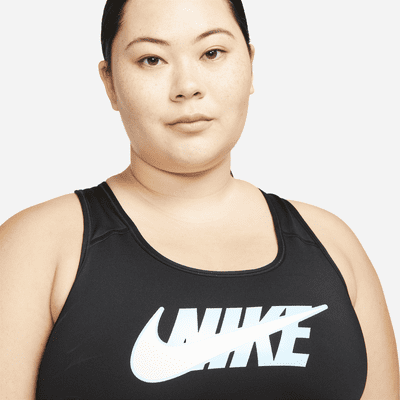 Bra deportivo sin almohadilla de media sujeción para mujer Nike Swoosh Icon Clash (talla grande)