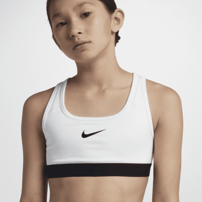 Nike 819727-100: Classic Girls Womens White Black Black Sports Bra
