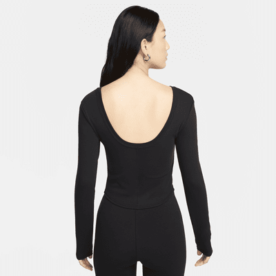 Nike Sportswear Chill Knit Women's Tight Scoop-Back Long-Sleeve Mini-Rib Top