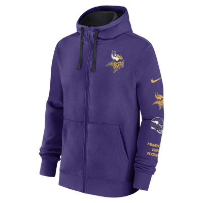 Sudadera con gorro Nike de la NFL de cierre completo para hombre Minnesota Vikings Club