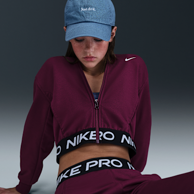Felpa con cappuccio e zip a tutta lunghezza Dri-FIT Nike Pro Fleece – Ragazza