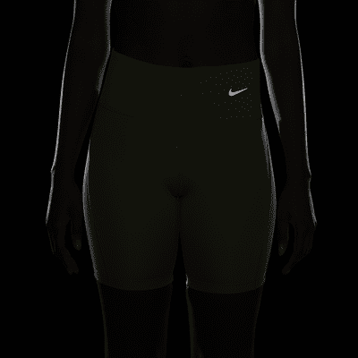 Nike Women's Tight Mid-Rise Ribbed-Panel Running Shorts with Pockets