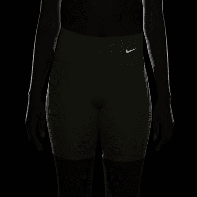 Nike Women's Tight Mid-Rise Ribbed-Panel Running Shorts with Pockets ...