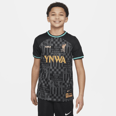 Jersey de fútbol Nike Dri-FIT Replica para niños talla grande LeBron x Liverpool FC Stadium