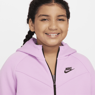 Nike Sportswear Tech Fleece Big Kids' (Girls') Full-Zip Hoodie (Extended Size)