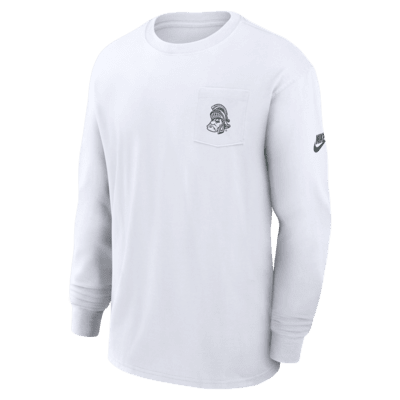 Playera de manga larga universitaria Nike para hombre Michigan State Spartans Legacy Max90 Pocket