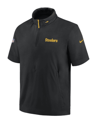 Мужская куртка Pittsburgh Steelers Sideline Coach Nike NFL 1/2-Zip Short-Sleeve Hooded