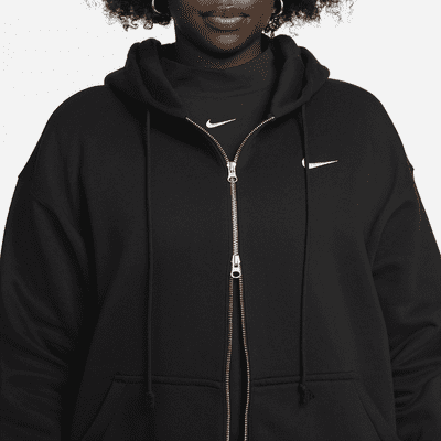 Huvtröja med hel dragkedja i oversize-modell Nike Sportswear Phoenix Fleece för kvinnor (Plus Size)