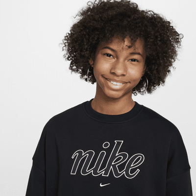 Sweat ample à col ras-du-cou Nike Sportswear Club Fleece pour fille