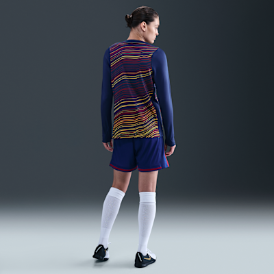 FC Barcelona Strike İç Saha Nike Dri-FIT Maç Öncesi Crew Yakalı Kadın Futbol Üstü