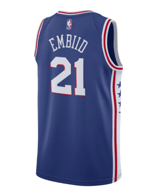 Nike Youth Philadelphia 76ers 2021 Earned Edition Joel Embiid Dri-Fit Swingman Jersey